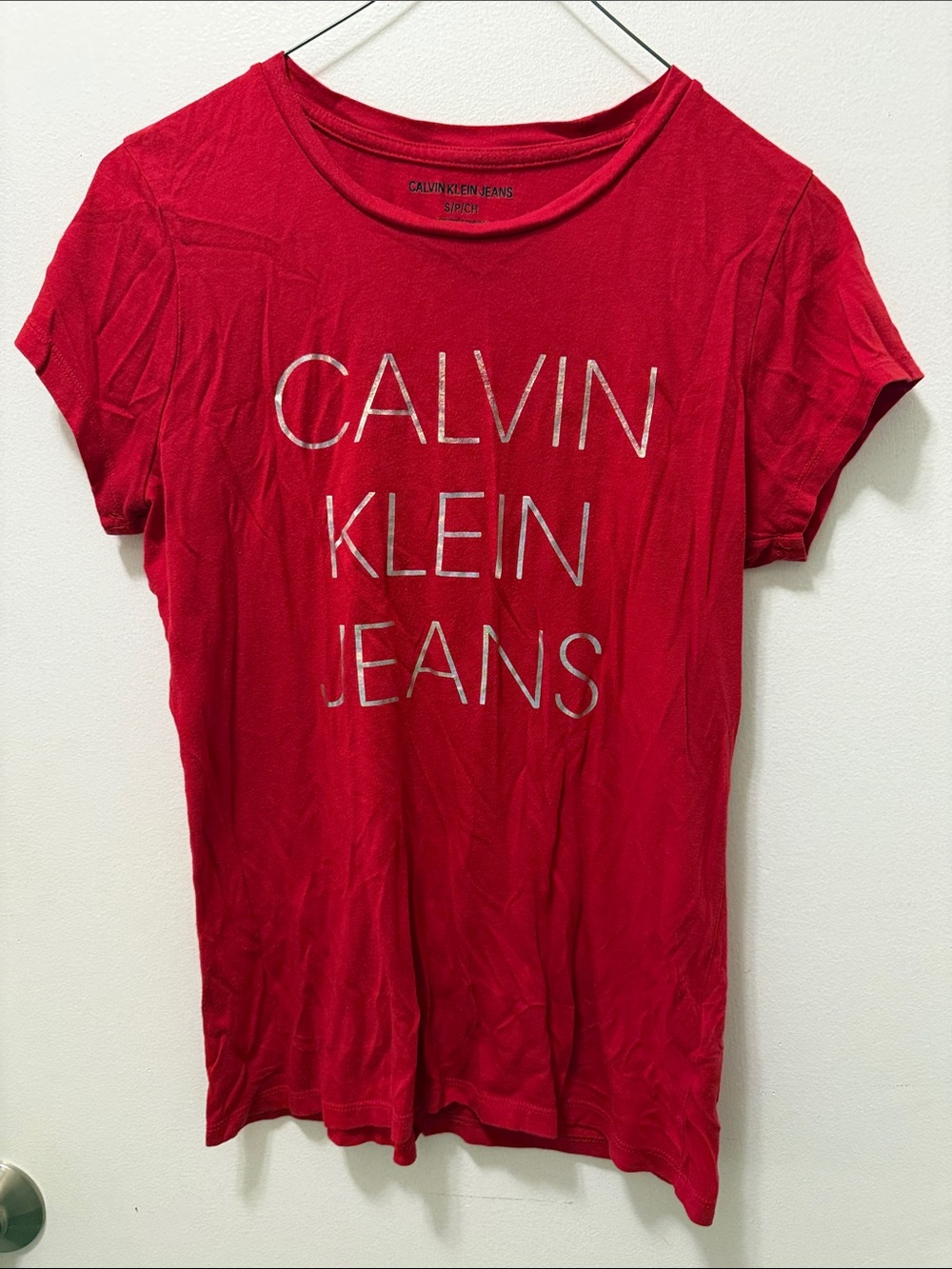 Calvin Klein Jeans Red Short-Sleeve Logo Tee
